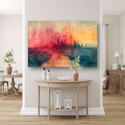 Schemerige Reflecties aan een Rustige Rivier canvas