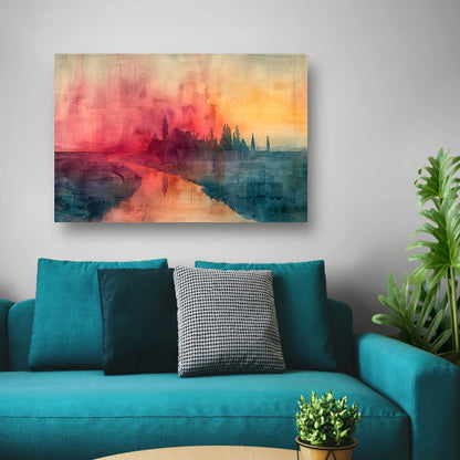 Schemerige Reflecties aan een Rustige Rivier canvas
