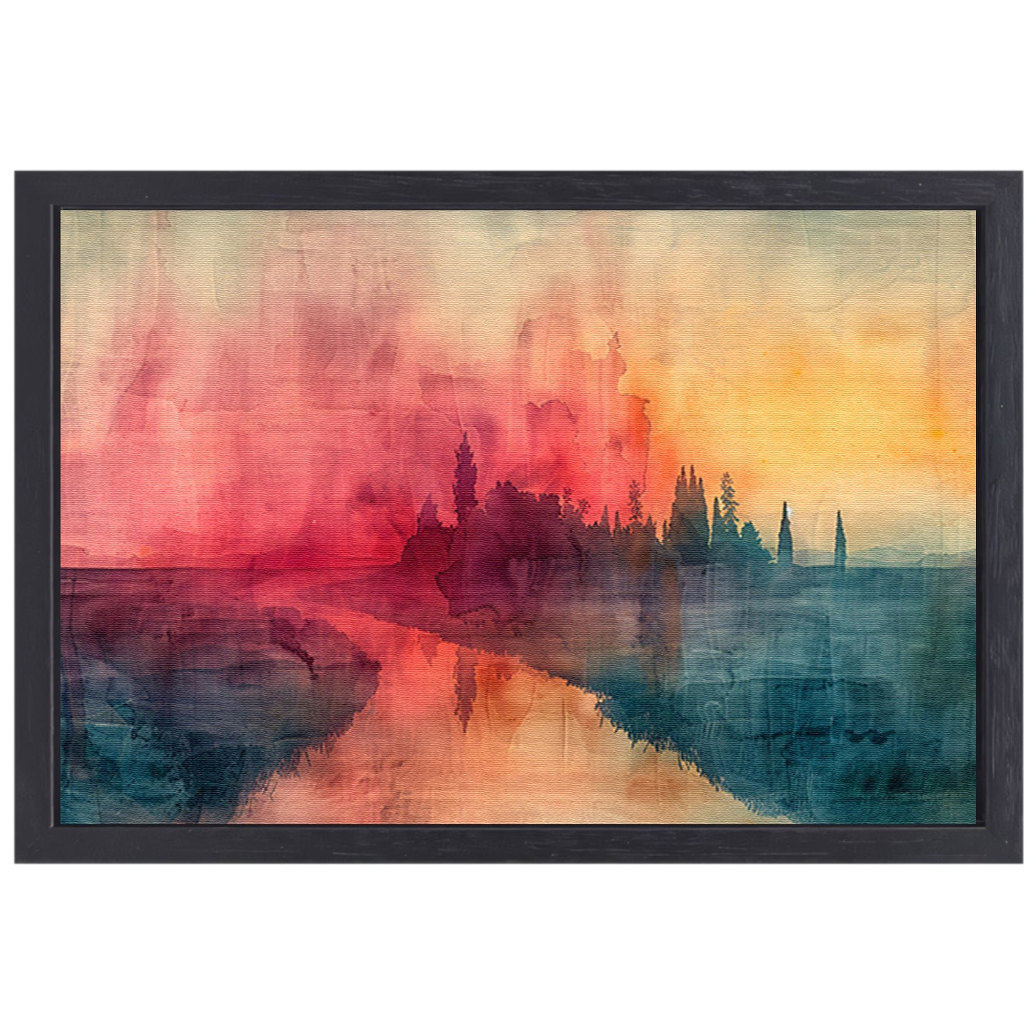Schemerige Reflecties aan een Rustige Rivier canvas met baklijst