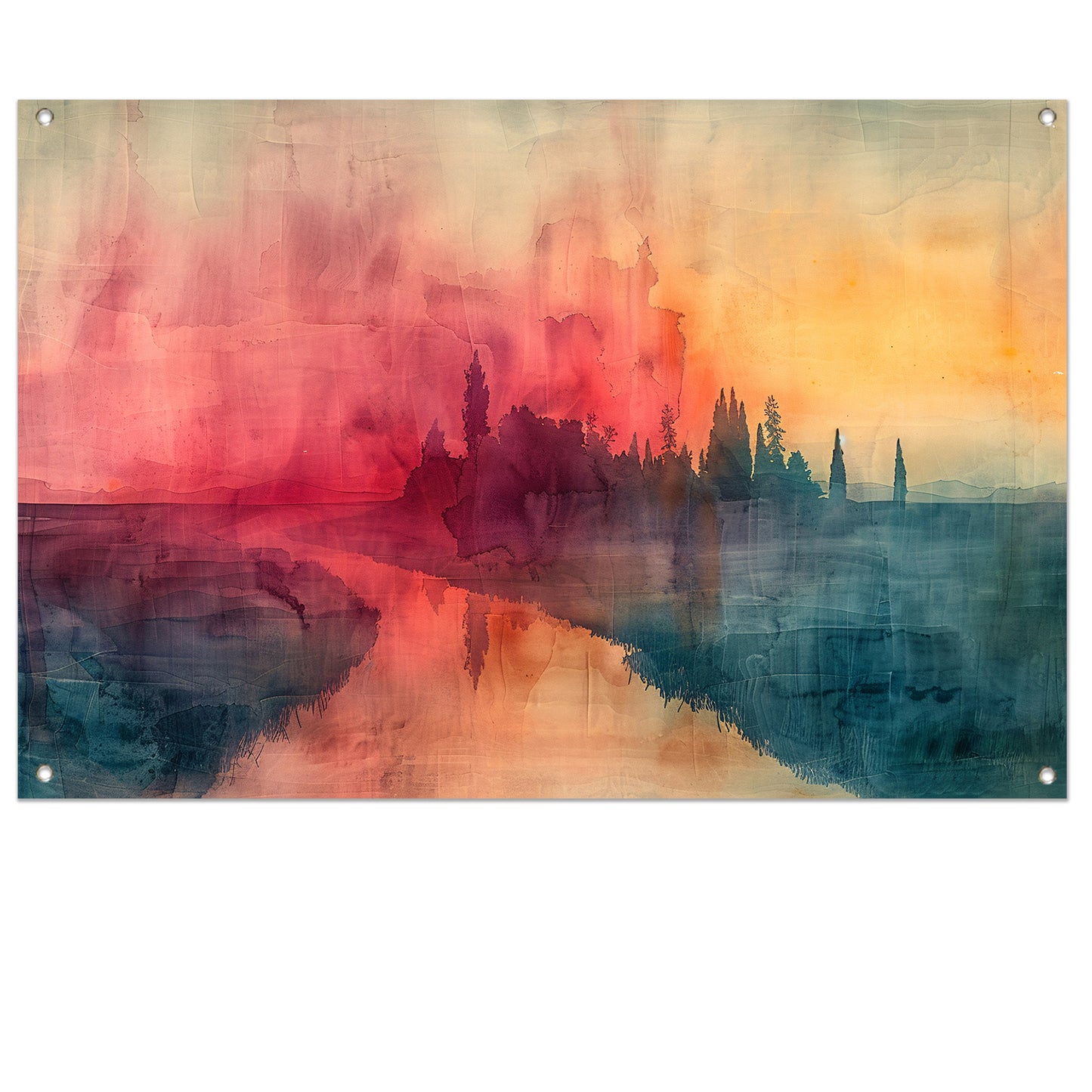Schemerige Reflecties aan een Rustige Rivier tuinposter