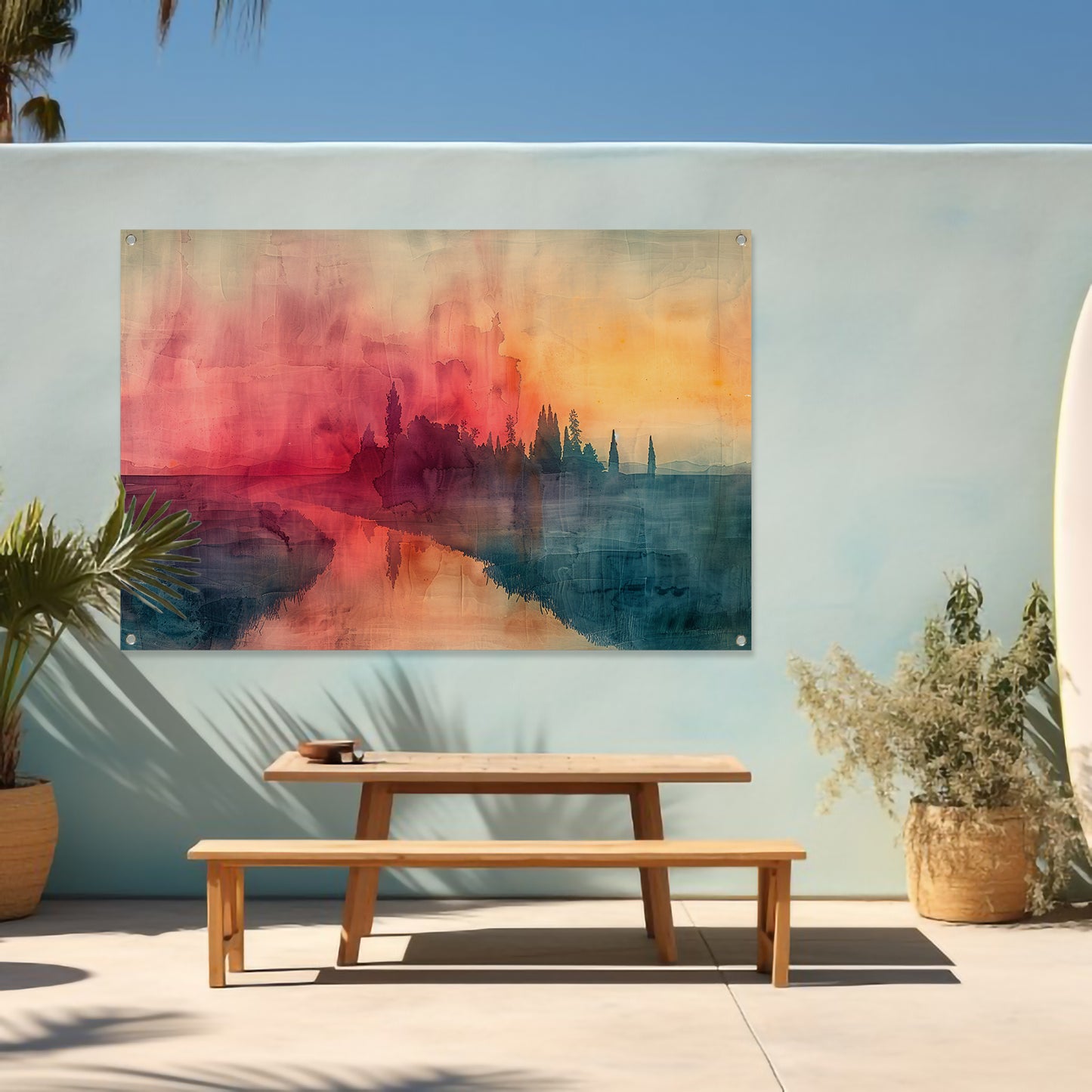 Schemerige Reflecties aan een Rustige Rivier tuinposter
