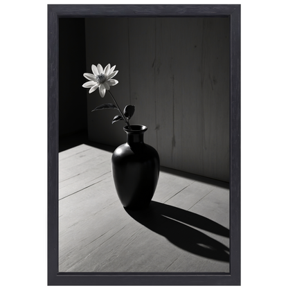 Een stilleven met bloem en schaduwen canvas met baklijst