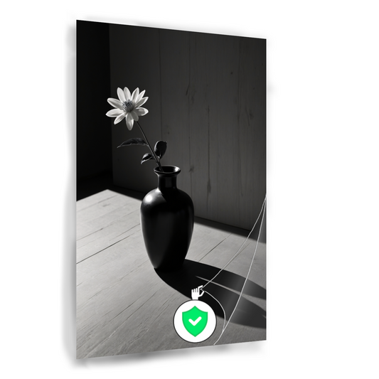 Een stilleven met bloem en schaduwen poster