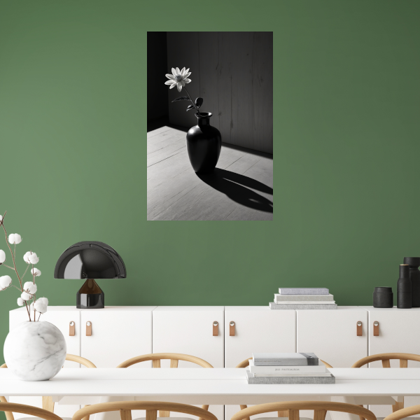 Een stilleven met bloem en schaduwen poster