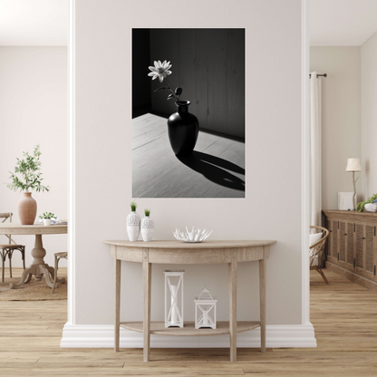 Een stilleven met bloem en schaduwen poster