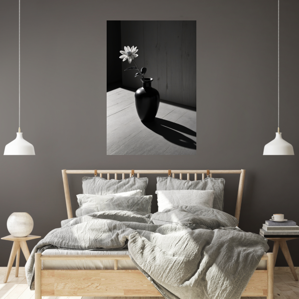 Een stilleven met bloem en schaduwen poster