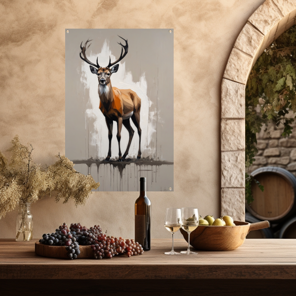 Abstract Hert in Moderne Drip Schilderstijl tuinposter