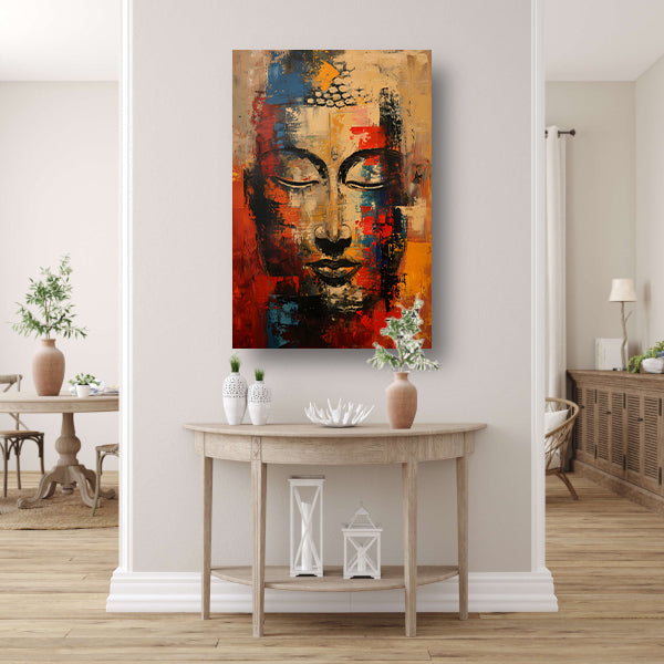 Expressieve abstracte olieverf van Boeddha in kleur poster