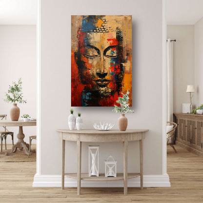 Expressieve abstracte olieverf van Boeddha in kleur poster