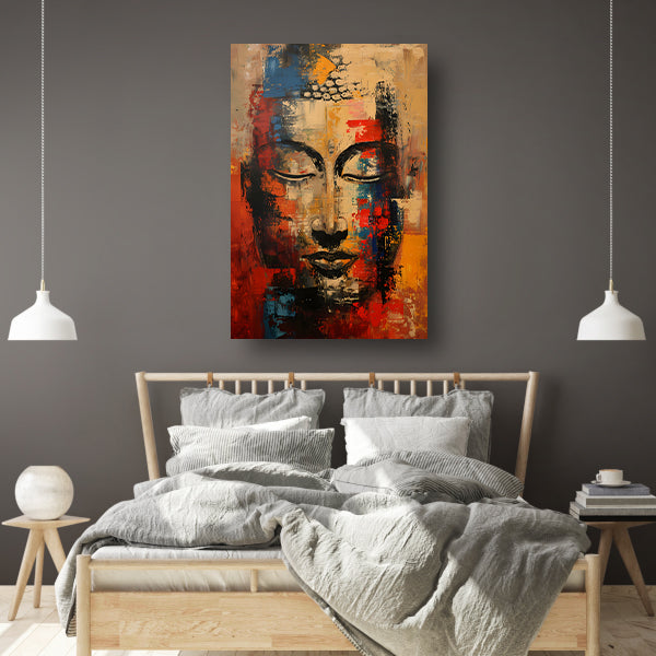 Expressieve abstracte olieverf van Boeddha in kleur poster