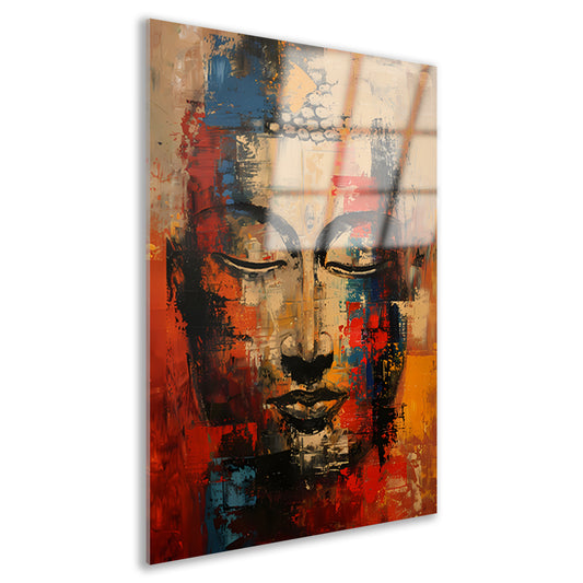 Expressieve abstracte olieverf van Boeddha in kleur acrylglas