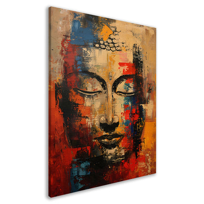 Expressieve abstracte olieverf van Boeddha in kleur canvas