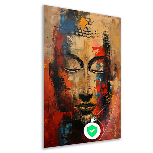 Expressieve abstracte olieverf van Boeddha in kleur poster