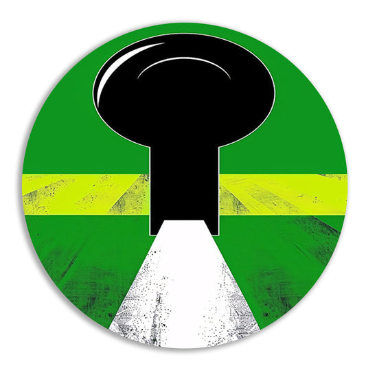 Abstracte Sleutel op Groen Pad aluminium muurcirkel