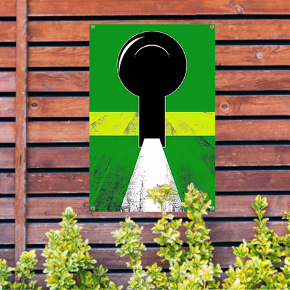 Abstracte Sleutel op Groen Pad tuinposter