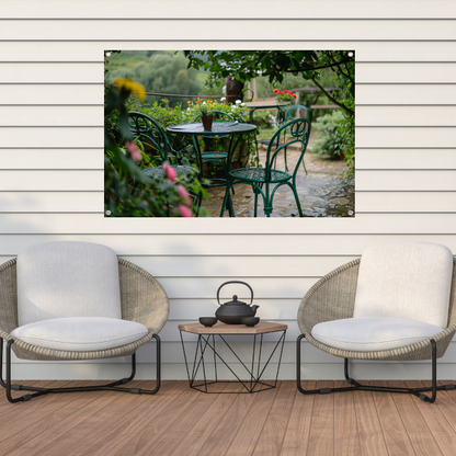 Groene tuinset in impressionistische stijl tuinposter