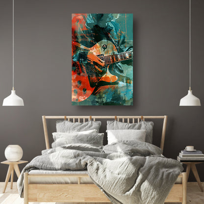 Abstracte close-up van een elektrische gitaar canvas