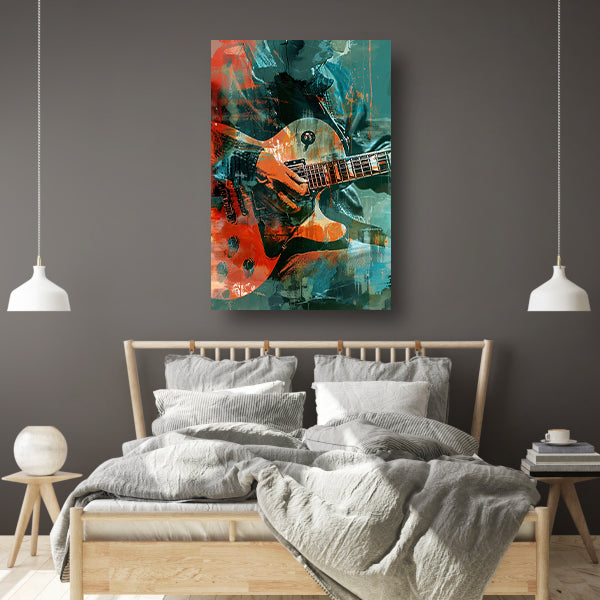 Abstracte close-up van een elektrische gitaar poster