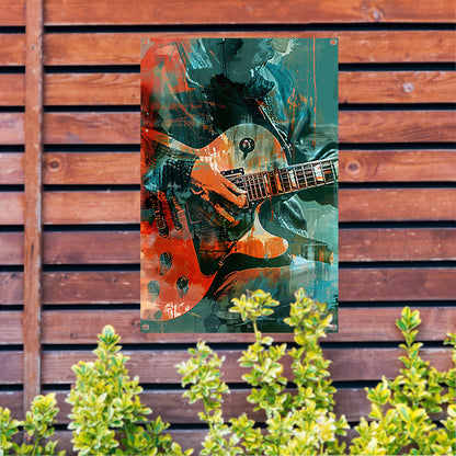 Abstracte close-up van een elektrische gitaar tuinposter