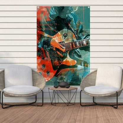 Abstracte close-up van een elektrische gitaar tuinposter