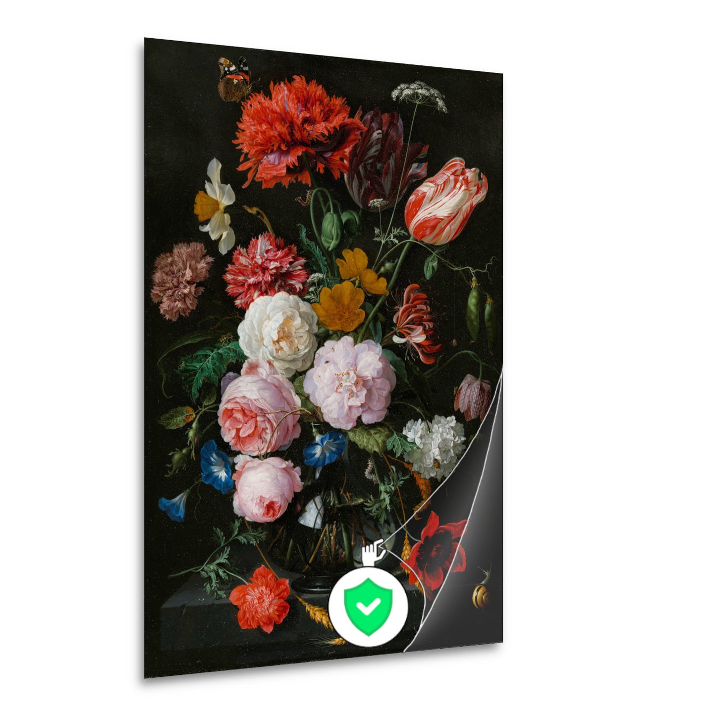 Stilleven met bloemen in een glazen vaas - Jan Davidsz. de Heem poster