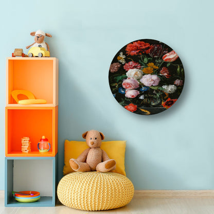 Stilleven met bloemen in een glazen vaas - Jan Davidsz. de Heem aluminium muurcirkel