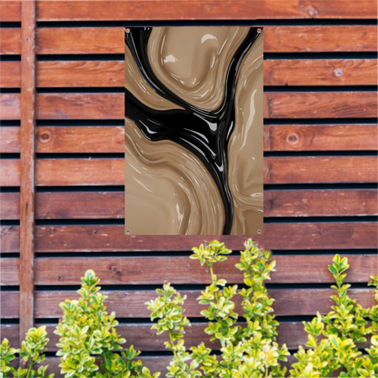 Abstracte Golvende Vormen in Beige en Zwart tuinposter