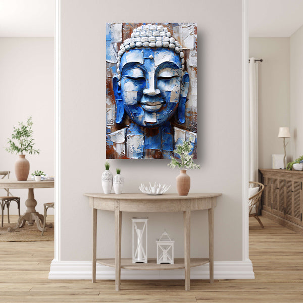 Moderne abstracte boeddha schilderij met kleuren poster