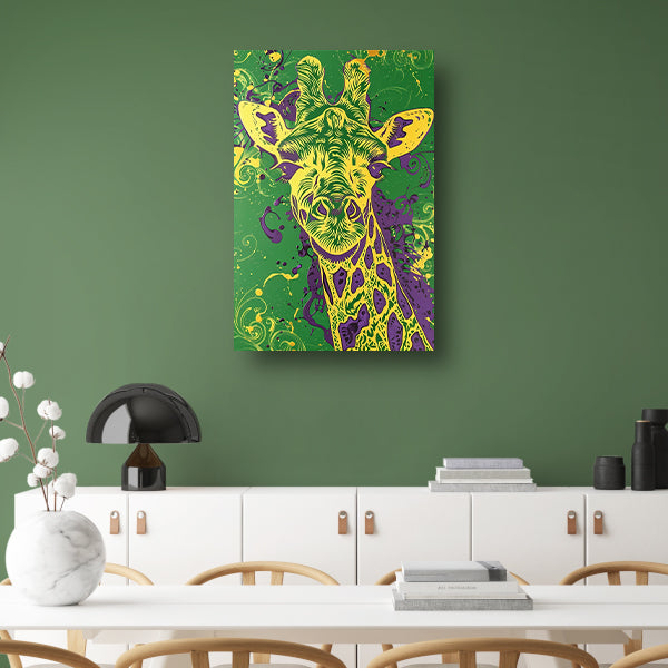 Moderne kleurrijke psychedelische giraffe schilderij poster
