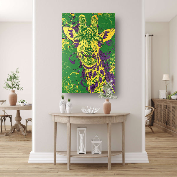 Moderne kleurrijke psychedelische giraffe schilderij poster