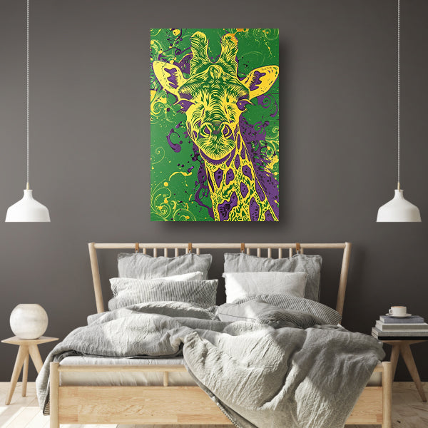 Moderne kleurrijke psychedelische giraffe schilderij poster