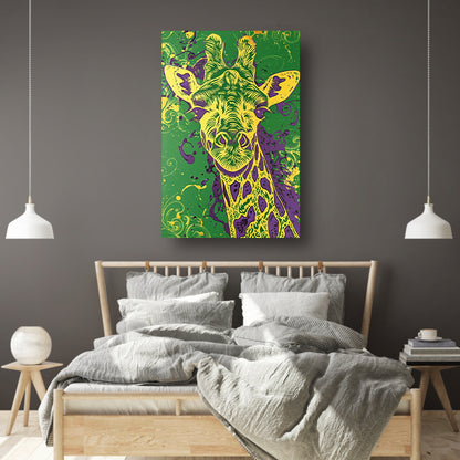 Moderne kleurrijke psychedelische giraffe schilderij poster