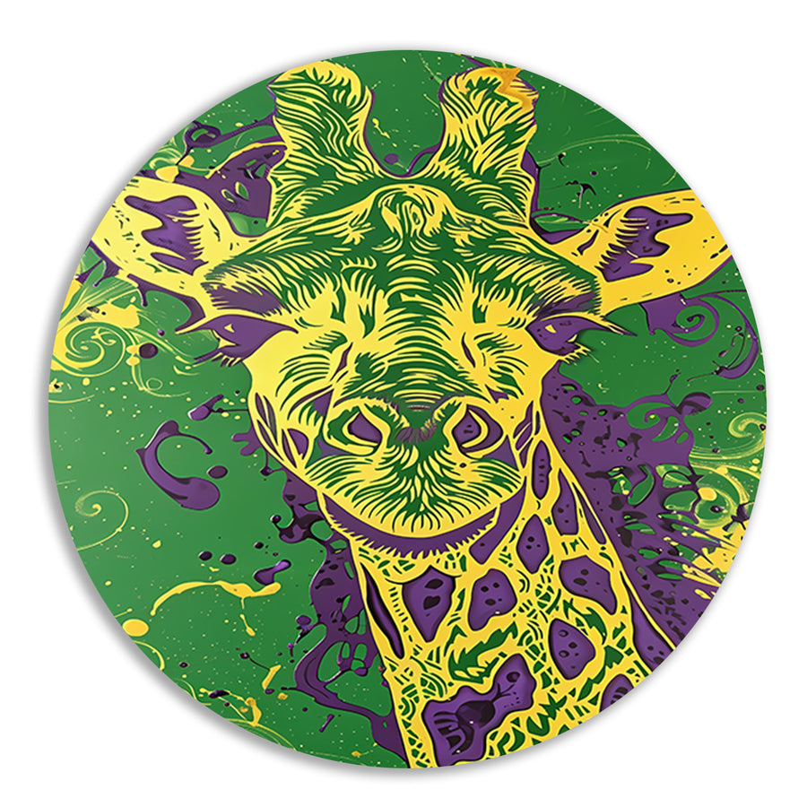 Moderne kleurrijke psychedelische giraffe schilderij forex muurcirkel