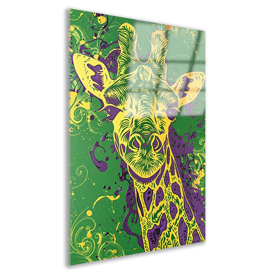 Moderne kleurrijke psychedelische giraffe schilderij acrylglas