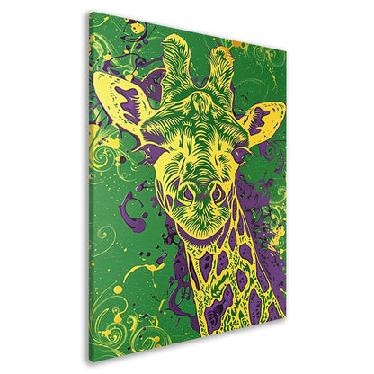 Moderne kleurrijke psychedelische giraffe schilderij canvas