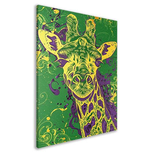 Moderne kleurrijke psychedelische giraffe schilderij canvas