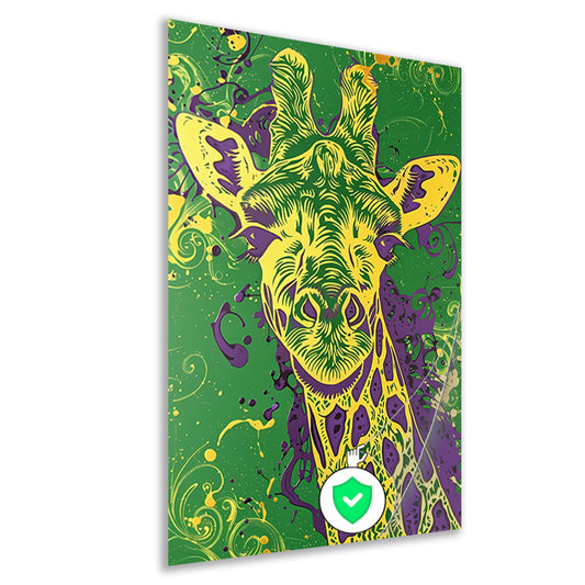 Moderne kleurrijke psychedelische giraffe schilderij poster