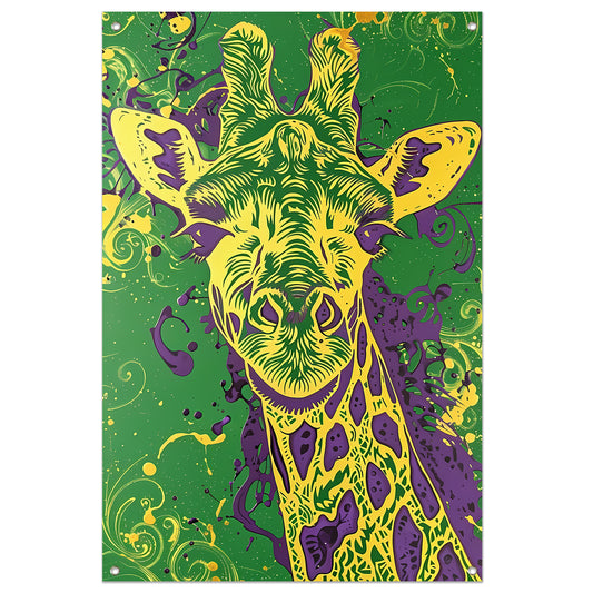 Moderne kleurrijke psychedelische giraffe schilderij tuinposter