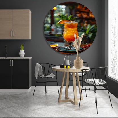 Verfrissende Cocktail met Oranje en Munt aluminium muurcirkel