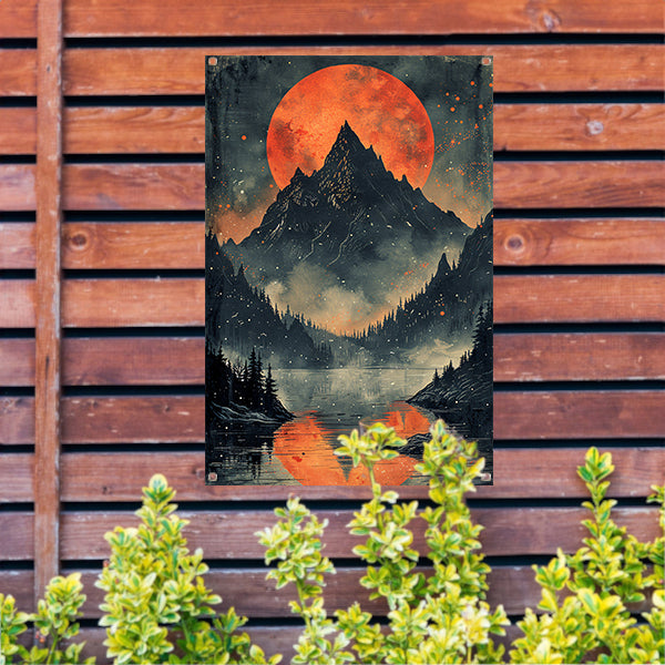Rode Maan Berglandschap Reflectie tuinposter