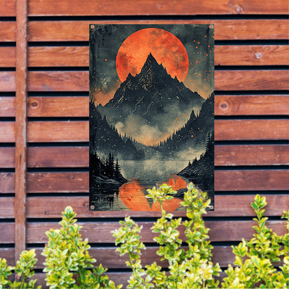 Rode Maan Berglandschap Reflectie tuinposter