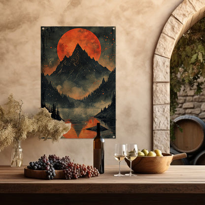 Rode Maan Berglandschap Reflectie tuinposter