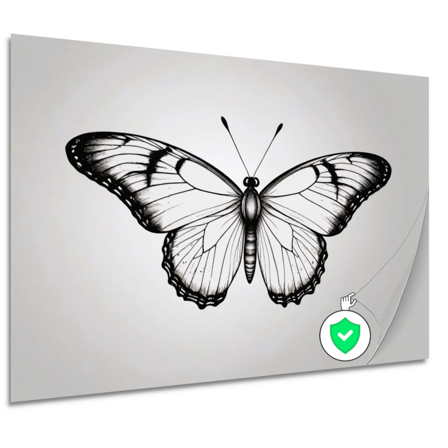 Minimalistische zwart-wit vlinder illustratie poster