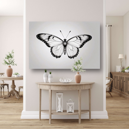 Minimalistische zwart-wit vlinder illustratie poster