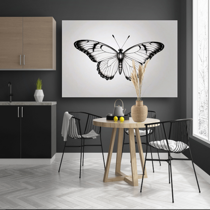 Minimalistische zwart-wit vlinder illustratie poster