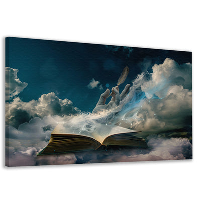 De Hand, het Boek, en de Wolken canvas