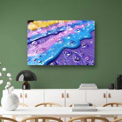 Kleurrijk abstract kunstwerk met waterdruppels poster