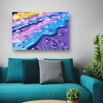 Kleurrijk abstract kunstwerk met waterdruppels poster