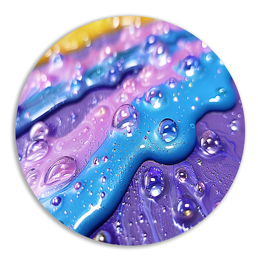 Kleurrijk abstract kunstwerk met waterdruppels forex muurcirkel