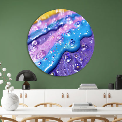 Kleurrijk abstract kunstwerk met waterdruppels forex muurcirkel